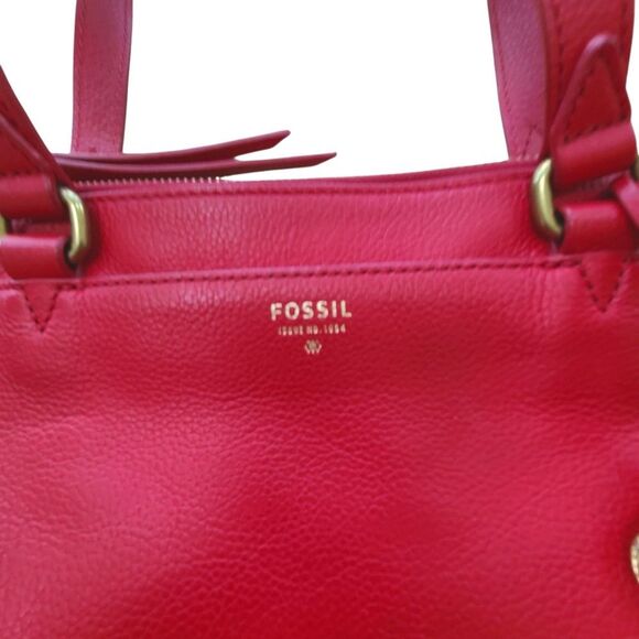 Fossil Red Leather Small Tote Bag Purse - Picture 3 of 14